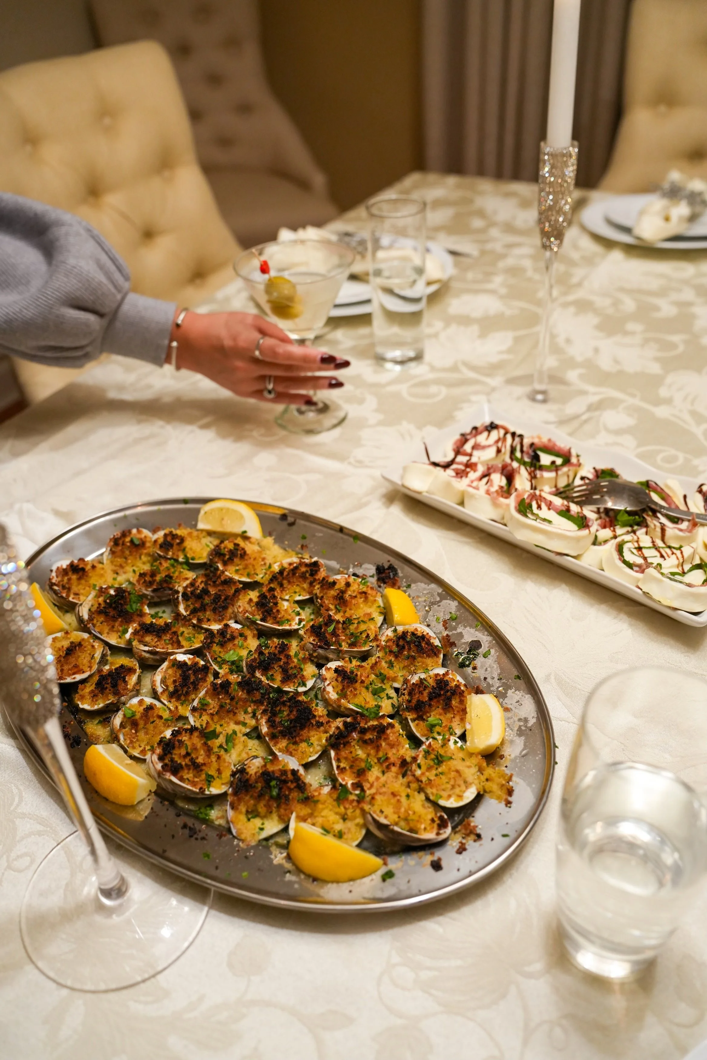 Baked clams on the table