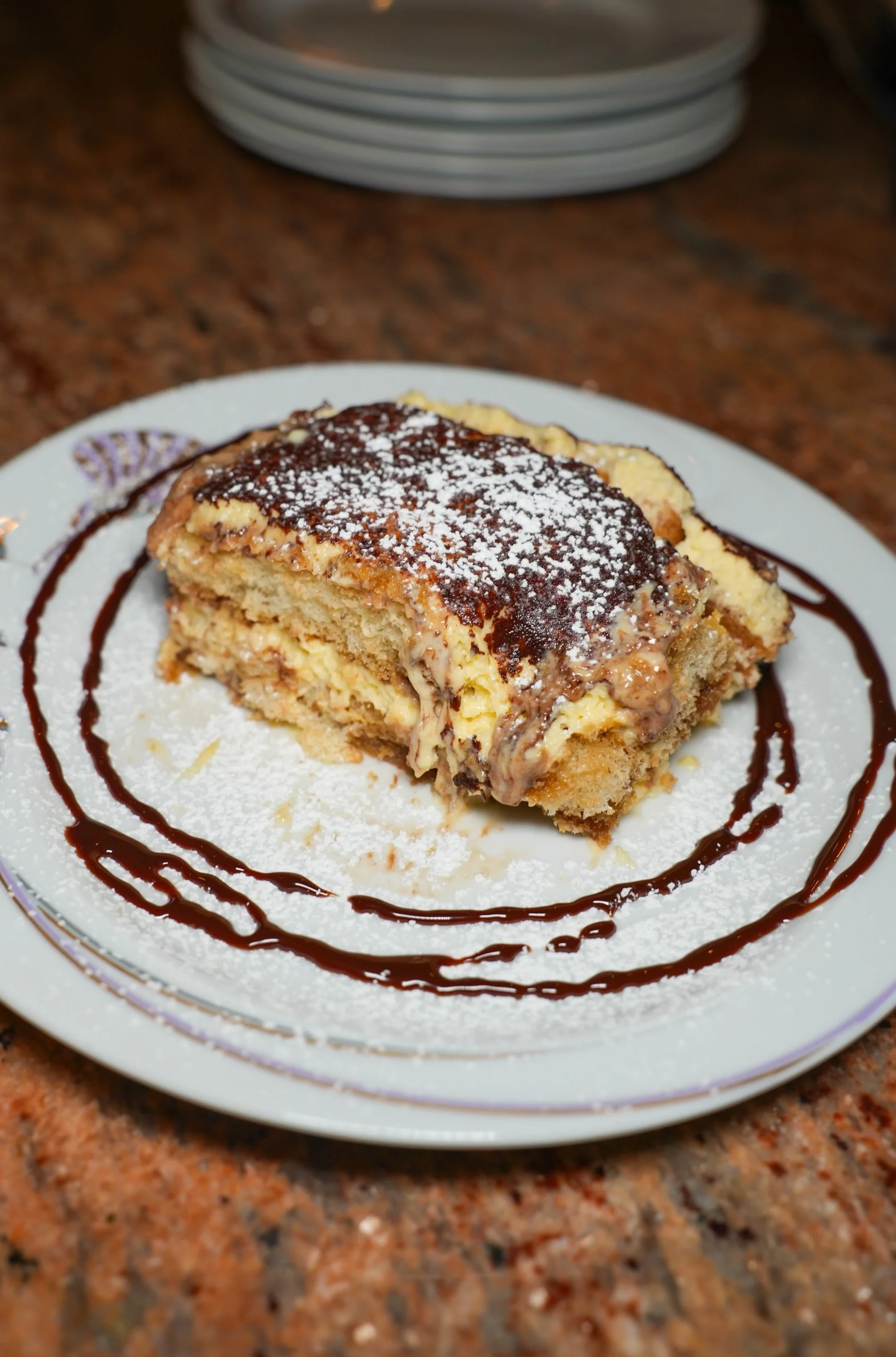 Delicious home made tiramisu on a plate